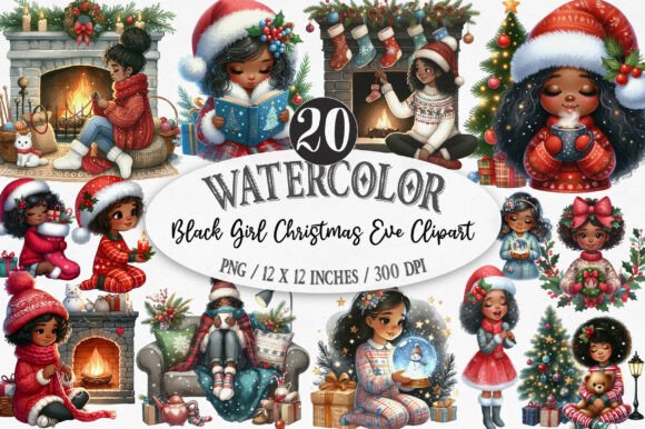 Download Black Girl Christmas Eve Clipart - Black Collection