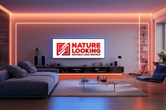 Download Livingroom White Screen Logo Mockup - Logo mockup Collection