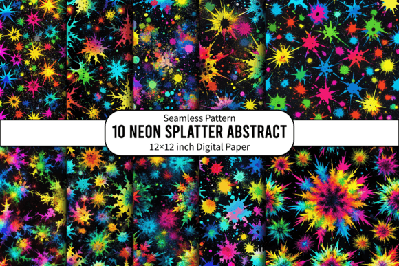 Download Neon Splatter Abstract Black Background - Black Collection