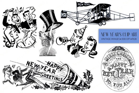 Download Black &amp; White New Year's Eve Clipart - Black Collection