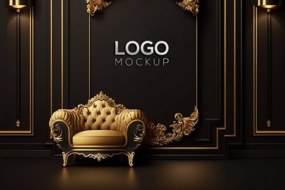 Download Logo Mockup | Black Wall Interior Mockup - Logo mockup Collection