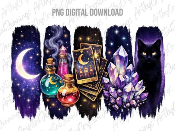 Download Black Cat Moon Witch Potions Tarot PNG - Black Collection