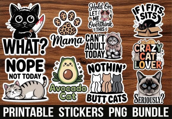 Download Funny Sassy Black Cat Kawaii Stickers - Black Collection